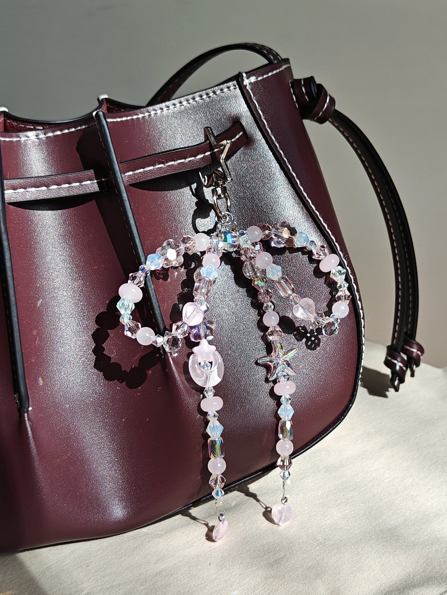 Pastel Pink Bow Bag Charm
