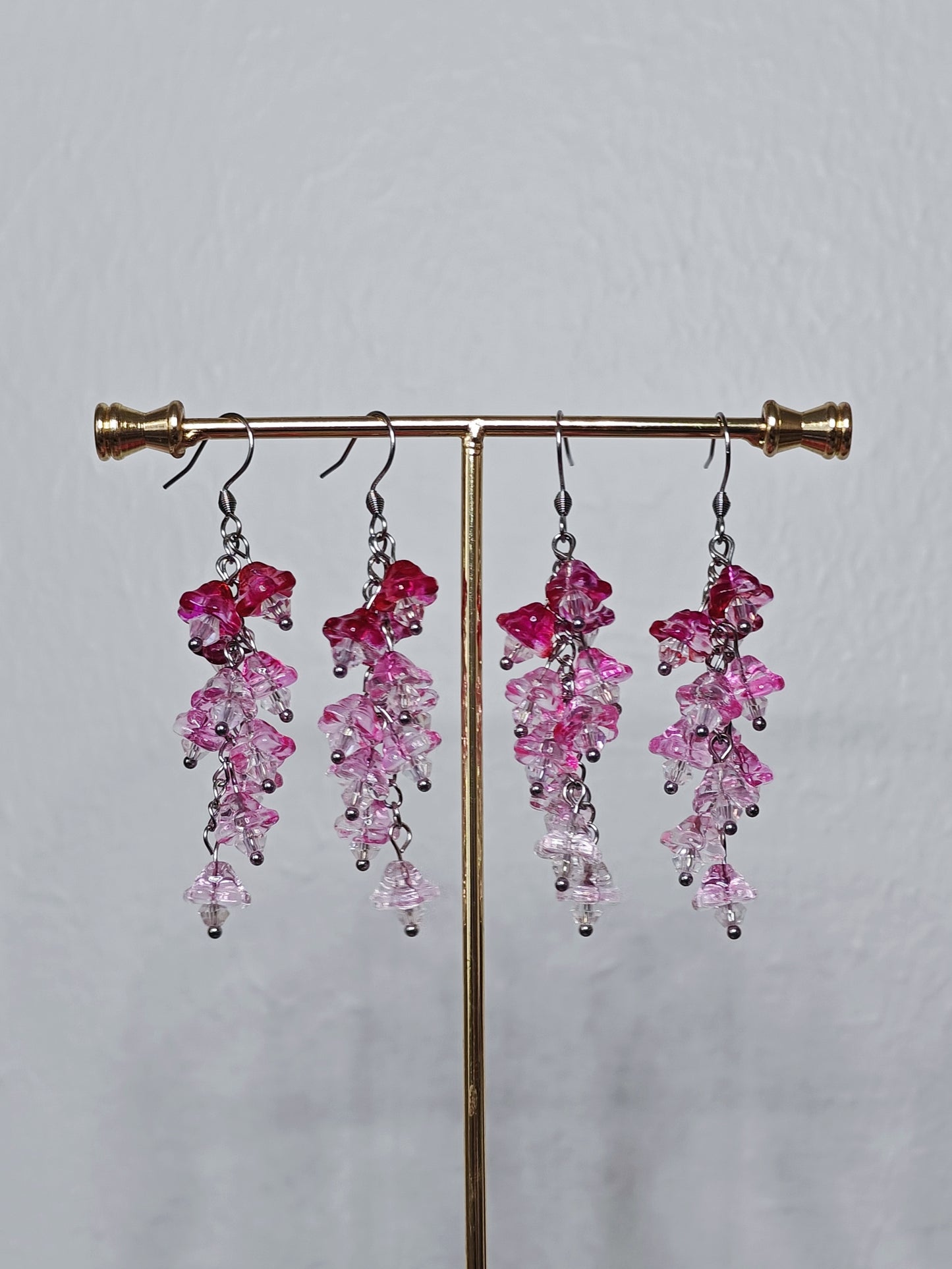 Pink Foxglove Dangle Earrings