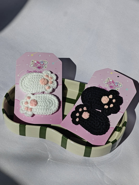Cat Paw Crochet Hairpin Set