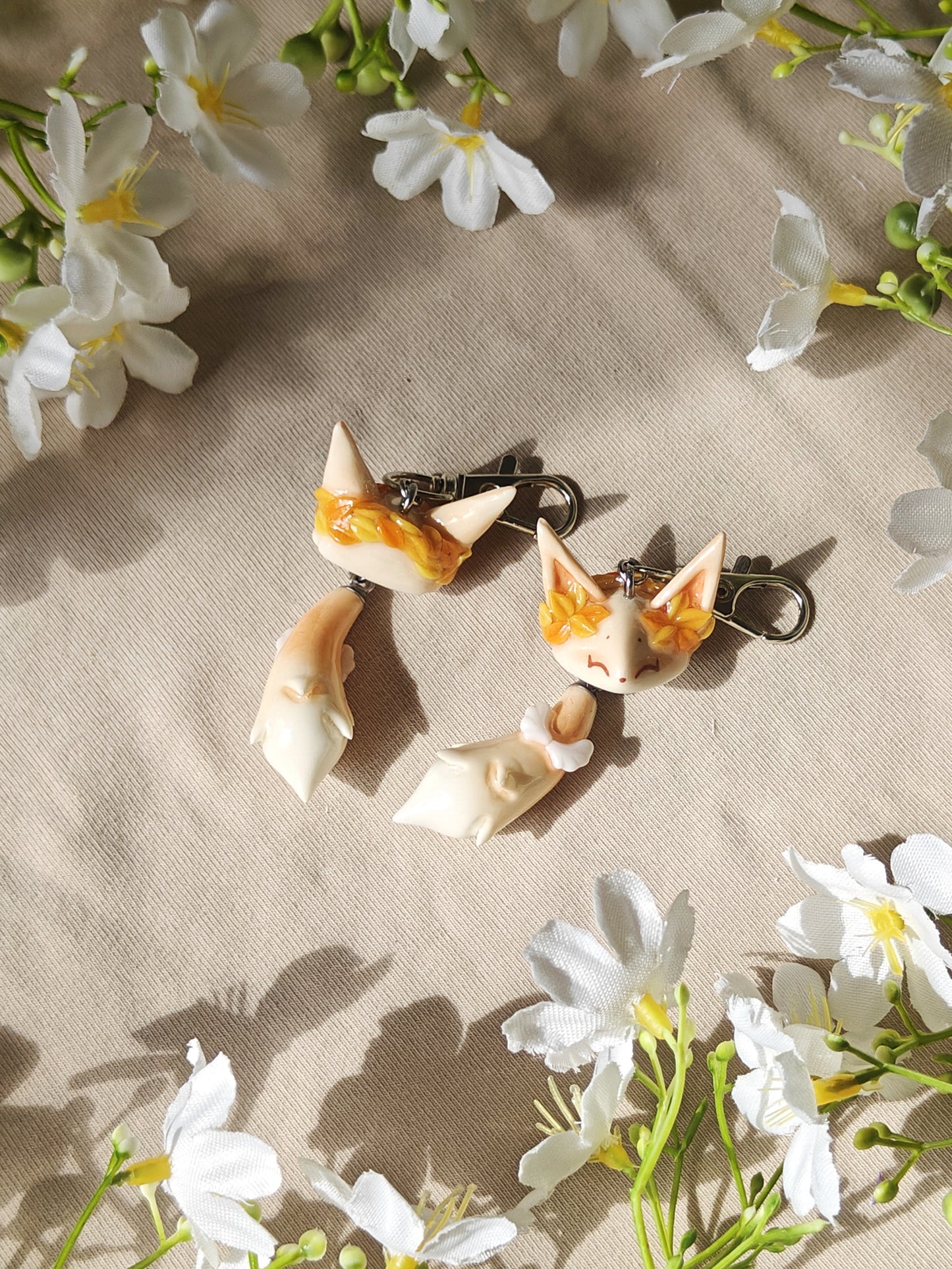Roman Cupid Fox Handmade Clay Keychain